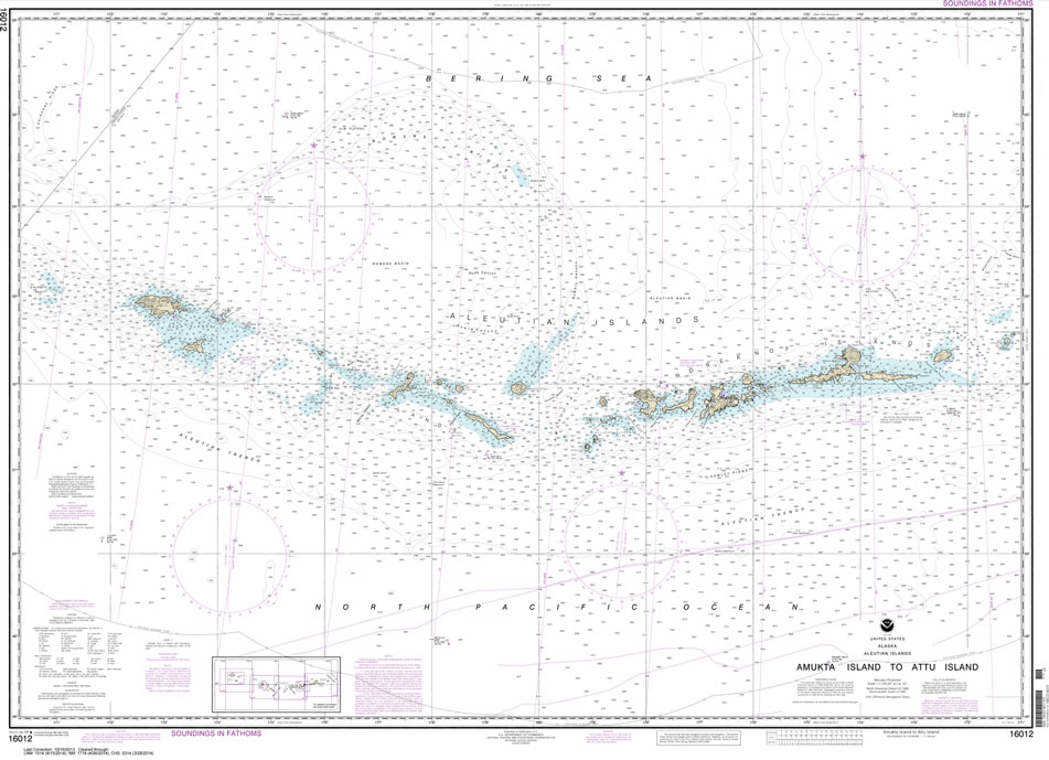 NOAA Chart 16012: Aleutian Islands Amukta Island to Attu Island