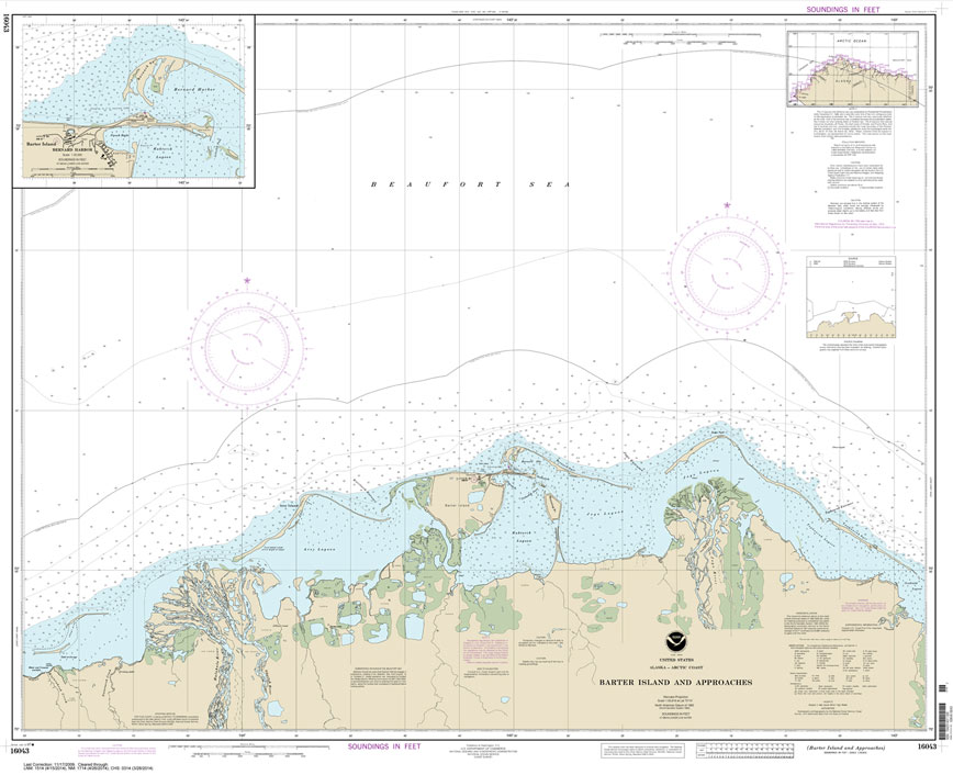 HISTORICAL NOAA Chart 16043: Barter Island and approaches;Bernard Harbor