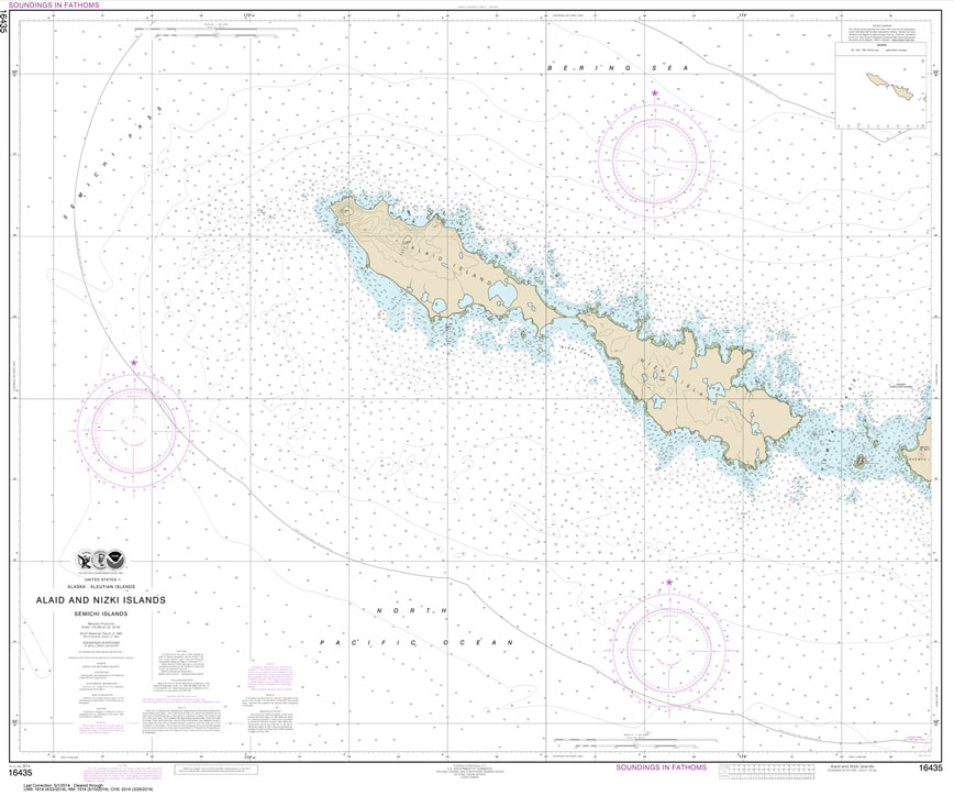 HISTORICAL NOAA Chart 16435: Semichi Islands Alaid and Nizki Islands