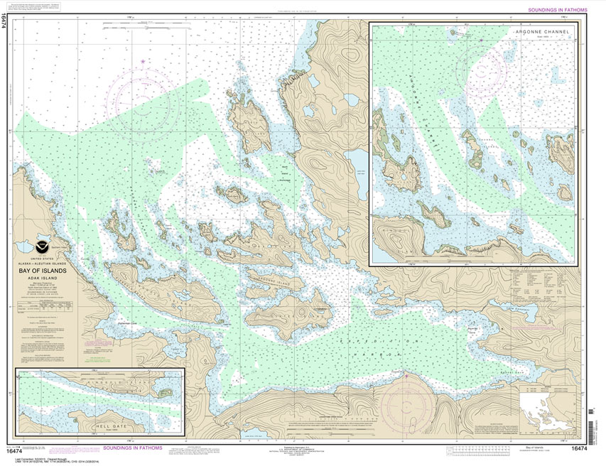 HISTORICAL NOAA Chart 16474: Bay of Islands;Aranne Channel;Hell Gate