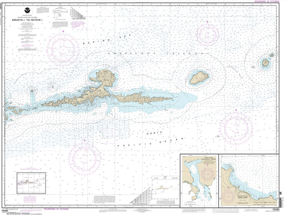 NOAA Chart 16480: Amkta Island to Igitkin Island;Finch Cove Seguam Island;Sviechnikof Harbor: Amilia Island