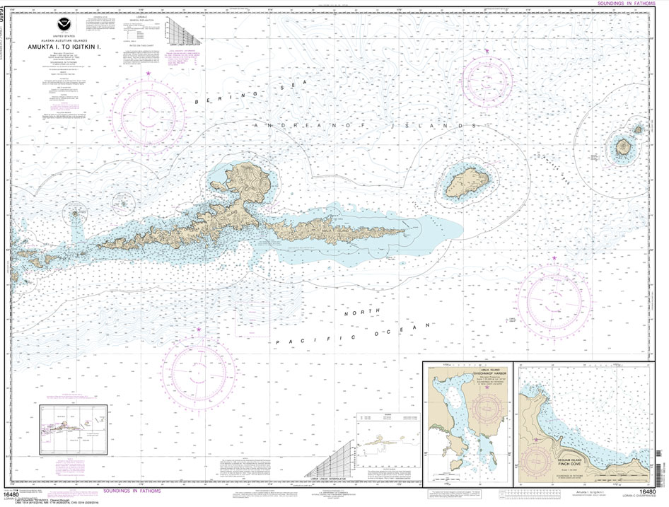 HISTORICAL NOAA Chart 16480: Amkta Island to Igitkin Island;Finch Cove Seguam Island;Sviechnikof Harbor: Amilia Island