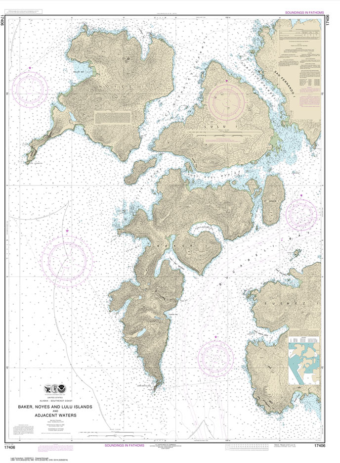 HISTORICAL NOAA Chart 17406: Baker: Noyes: and Lulu Islands and adjacent waters