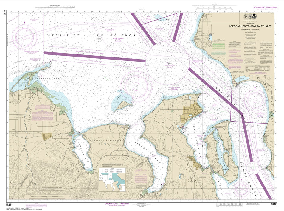 HISTORICAL NOAA Chart 18471: Approaches to Admiralty Inlet Dungeness to Oak Bay