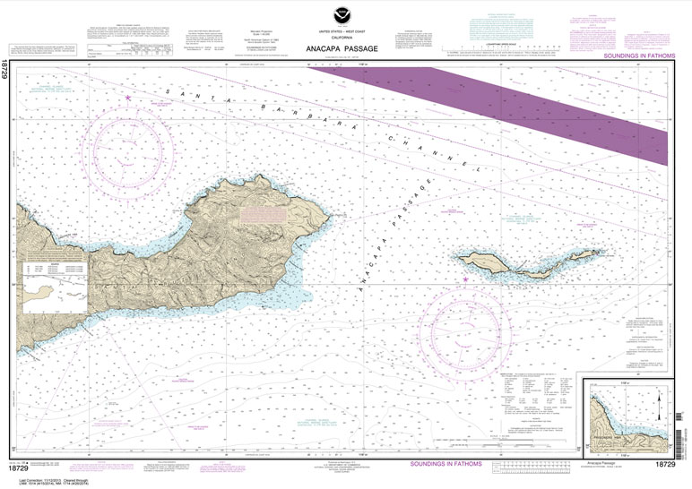 HISTORICAL NOAA Chart 18729: Anacapa Passage;Prisoners Harbor